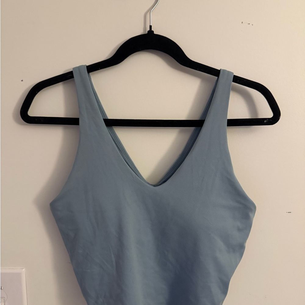 All in Motion Blue Fitted Backless Tank Top